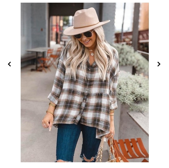 Ae Plaid Flannel Babydoll Button Up 